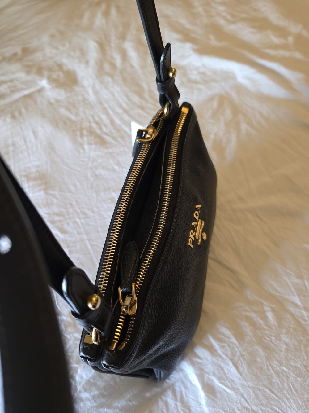 Prada  Pebbled Leather Crossbody Bag  Little Bit Fade Inside W/ 3 Compartment - Picture 12 of 13